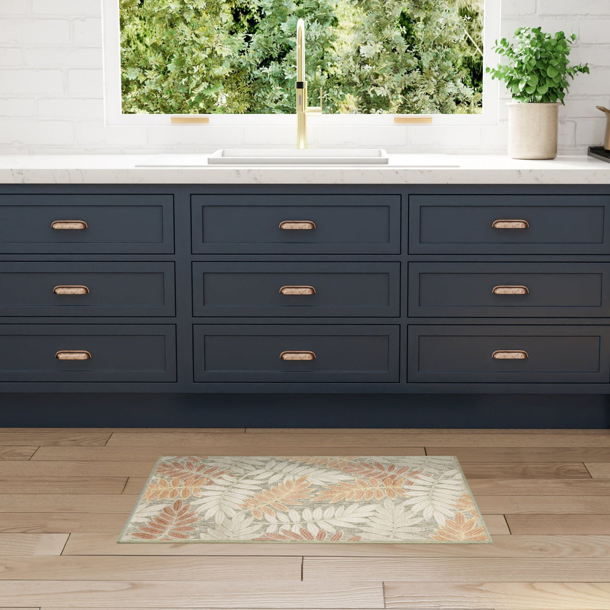 Nourison Aloha ALH18 Machine Made Sage, Rose Rug