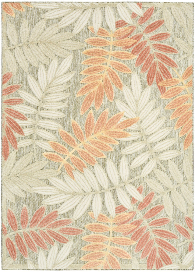 Nourison Aloha ALH18 Machine Made Sage, Rose Rug