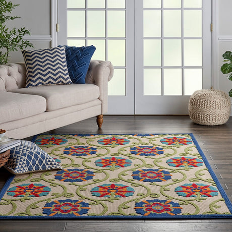 Nourison Aloha Alh19 Blue/Multicolor Rug - Nourison - 99446498540