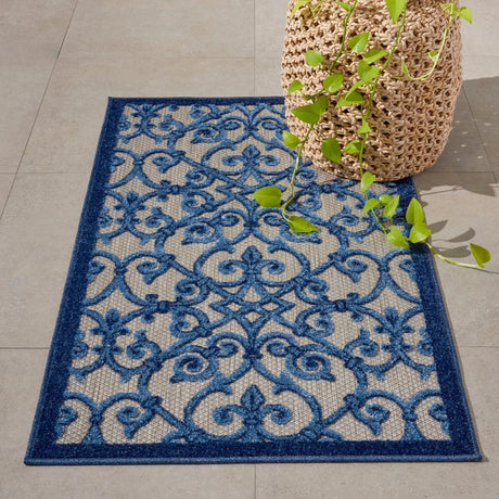 Nourison Aloha Alh21 Grey/Blue Rug - Nourison - 99446739650