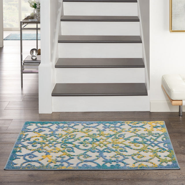 Nourison Aloha Alh21 Ivory Blue Rug - Nourison - 99446828132