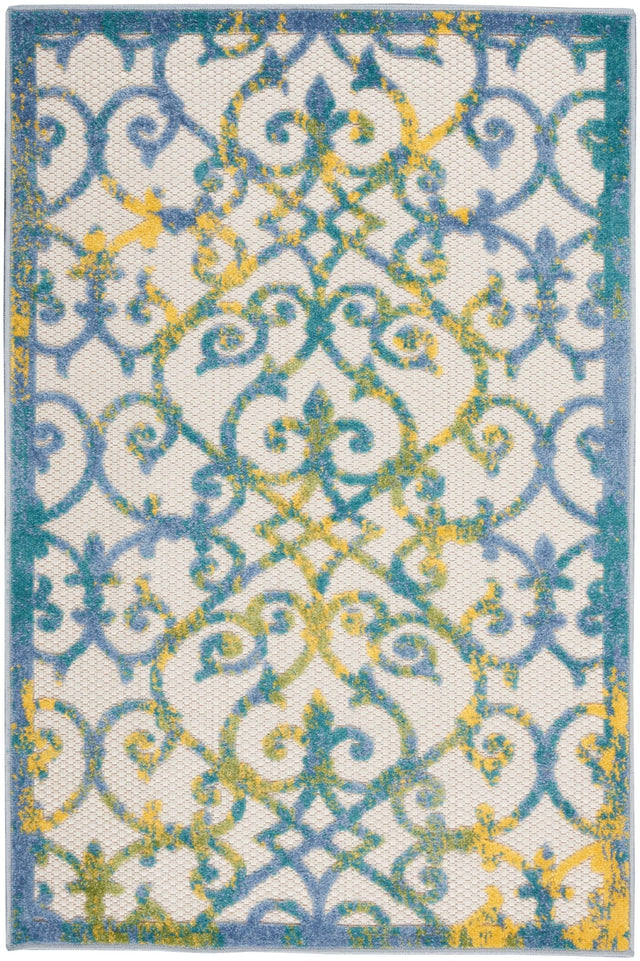 Nourison Aloha Alh21 Ivory Blue Rug - Nourison - 99446828132