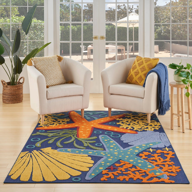 Nourison Aloha Alh24 Navy Multicolor Rug - Nourison - 99446920928