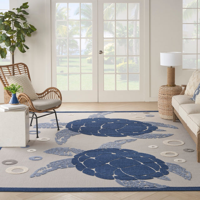 Nourison Aloha Alh27 Navy Blue Rug - Nourison - 99446135926