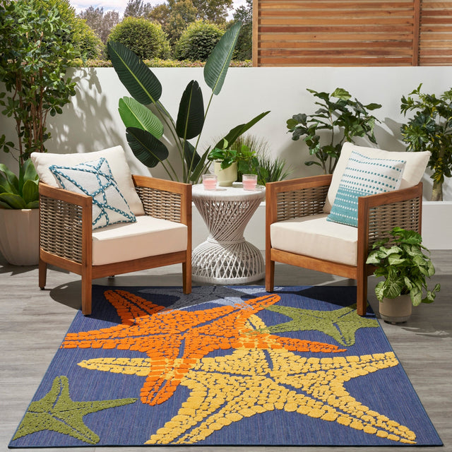 Nourison Aloha Alh28 Blue Multicolor Rug - Nourison - 99446921697