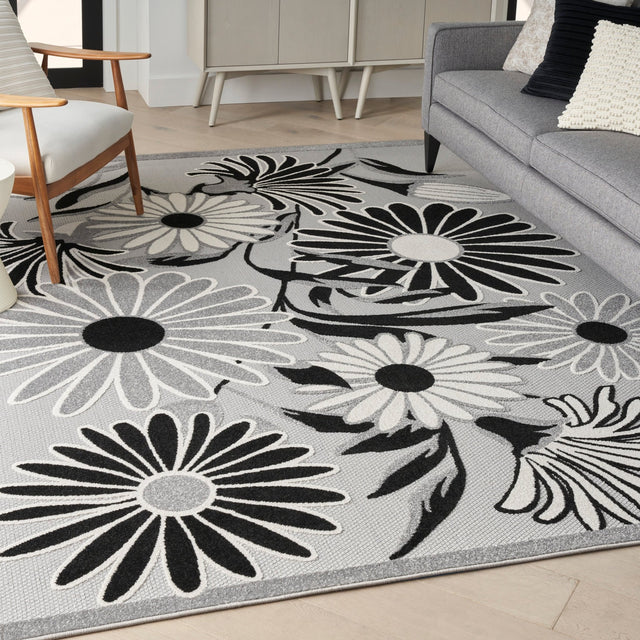 Nourison Aloha Alh33 Black White Rug - Nourison - 99446171290