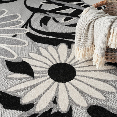 Nourison Aloha Alh33 Black White Rug - Nourison - 99446171634