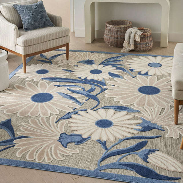 Nourison Aloha Alh33 Blue Grey Rug - Nourison - 99446171832