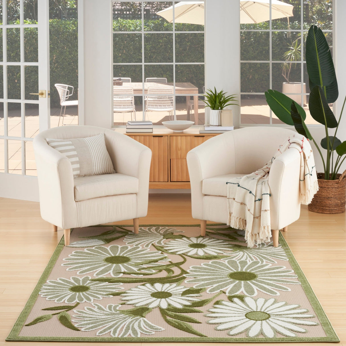 Nourison Aloha Alh33 Ivory Green Rug - Nourison - 99446953490