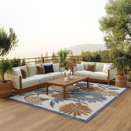 Nourison Aloha ALH33 Machine Made Beige, Multicolor Rug
