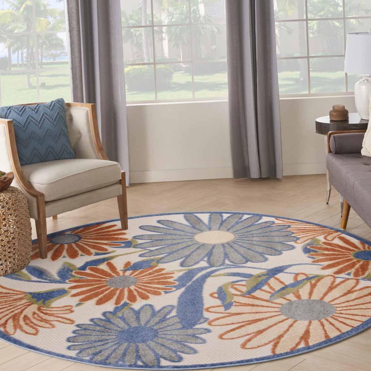 Nourison Aloha ALH33 Machine Made Beige, Multicolor Rug