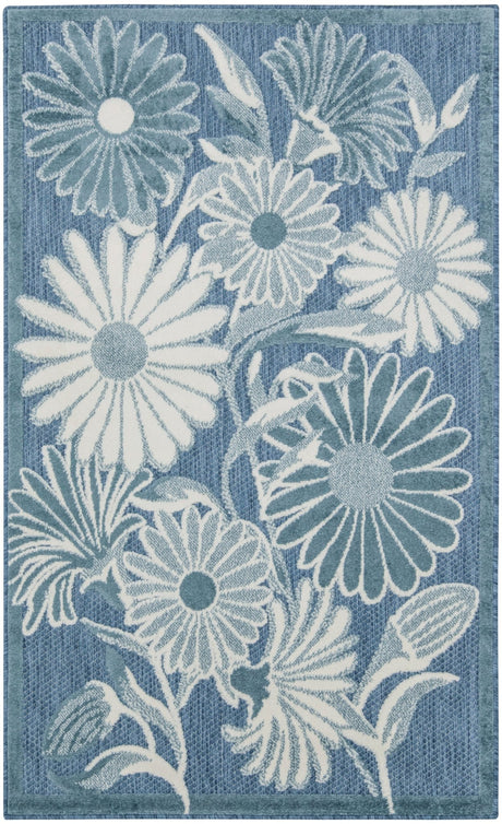 Nourison Aloha ALH33 Machine Made Blue Rug