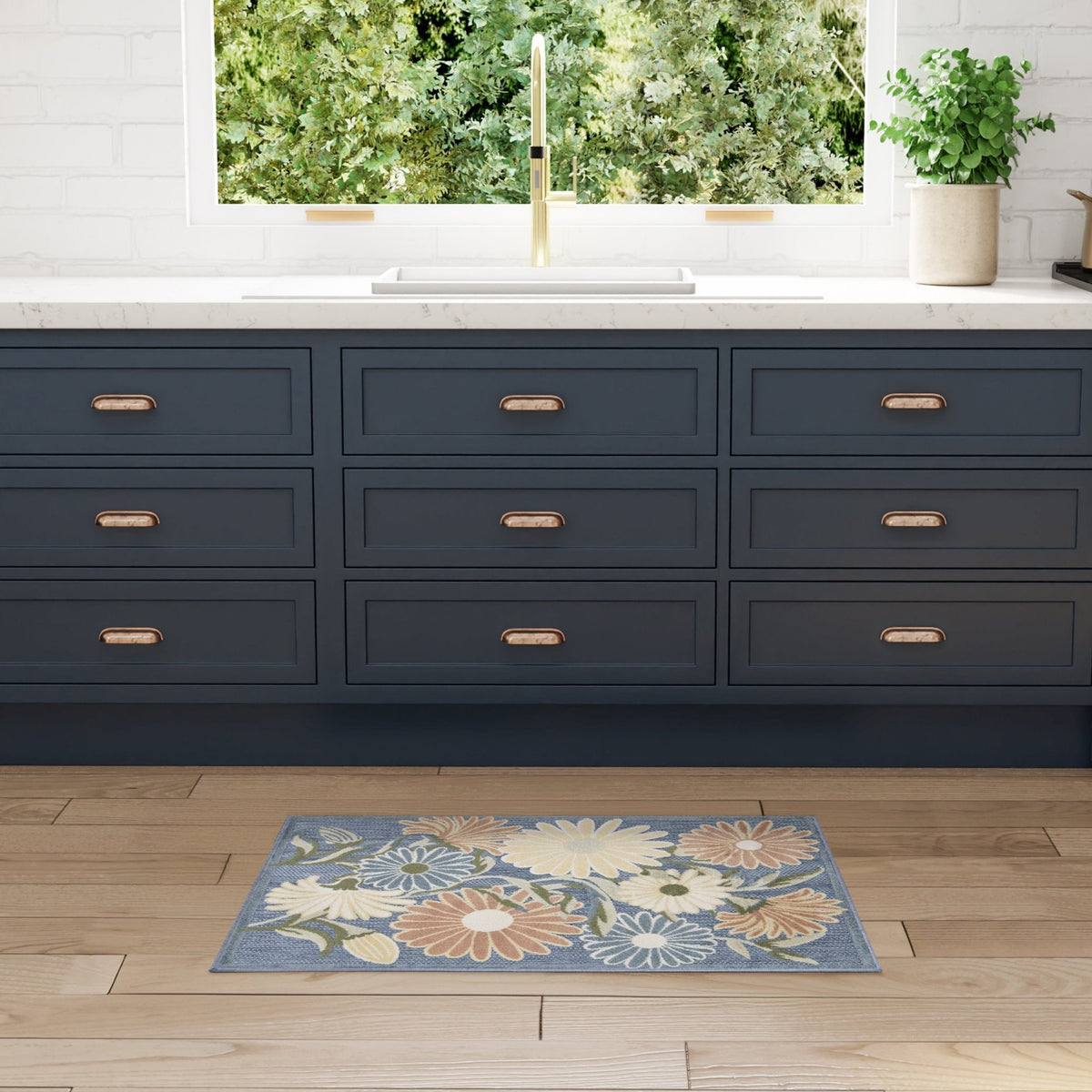 Nourison Aloha ALH33 Machine Made Blue, Sage Rug