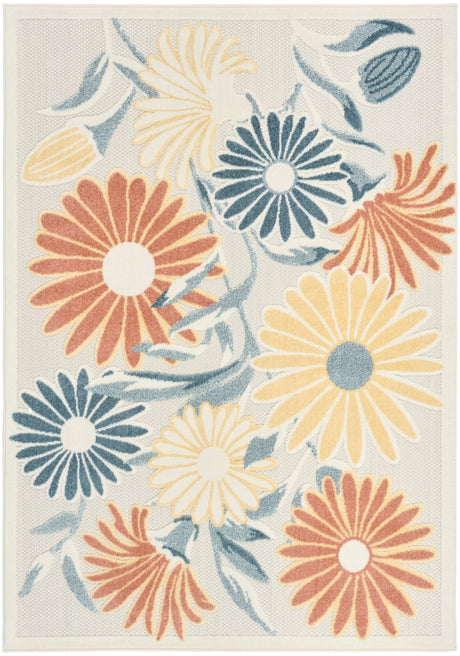 Nourison Aloha ALH33 Machine Made Ivory, Rose Rug