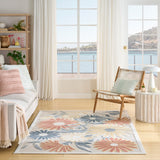 Nourison Aloha ALH33 Machine Made Ivory, Rose Rug