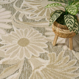 Nourison Aloha ALH33 Machine Made Ivory, Sage Rug