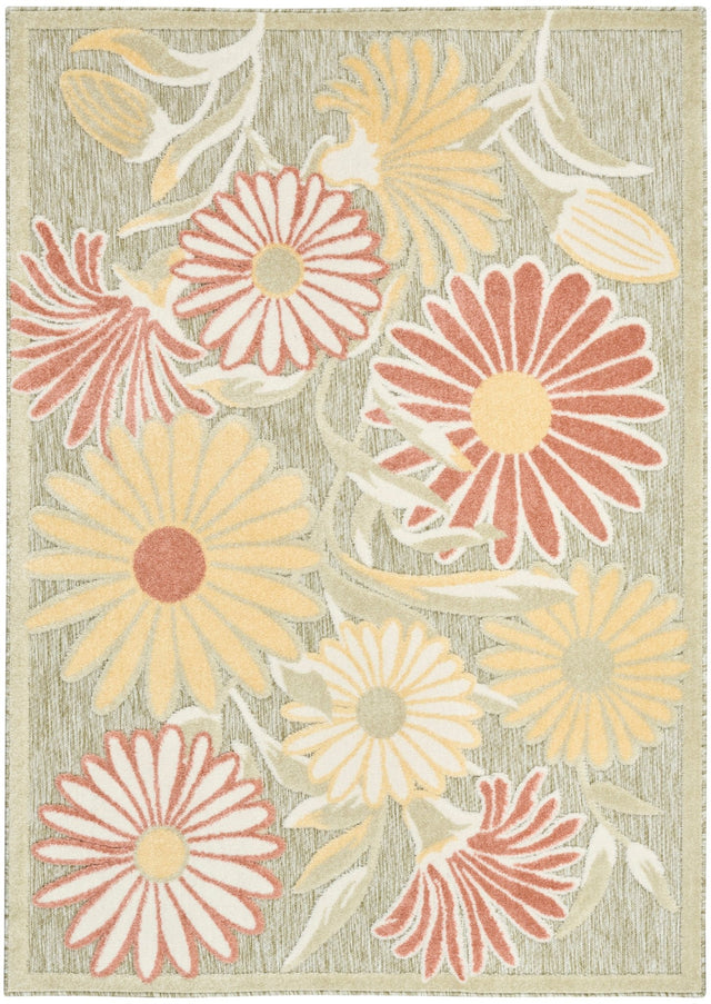 Nourison Aloha ALH33 Machine Made Sage, Rose Rug