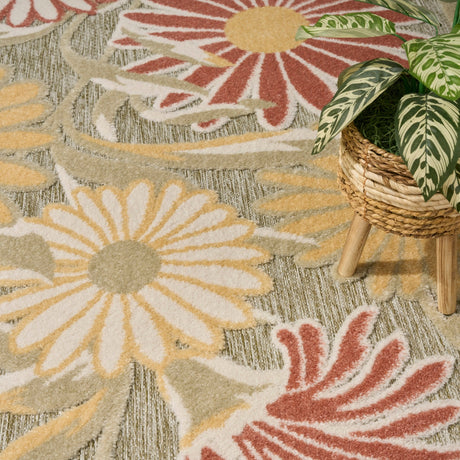 Nourison Aloha ALH33 Machine Made Sage, Rose Rug