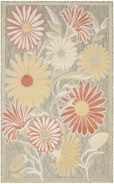 Nourison Aloha ALH33 Machine Made Sage, Rose Rug