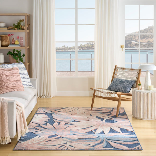 Nourison Aloha ALH43 Machine Made Blue, Rose Rug
