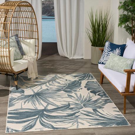 Nourison Aloha ALH43 Machine Made Ivory, Blue Rug
