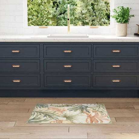 Nourison Aloha ALH43 Machine Made Ivory, Green Rug