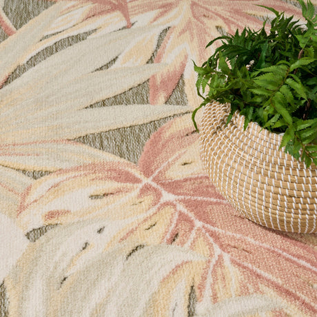 Nourison Aloha ALH43 Machine Made Sage, Rose Rug