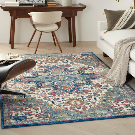 Nourison Ankara Global Anr15 Ivory Navy Rugs - Nourison - 99446855602