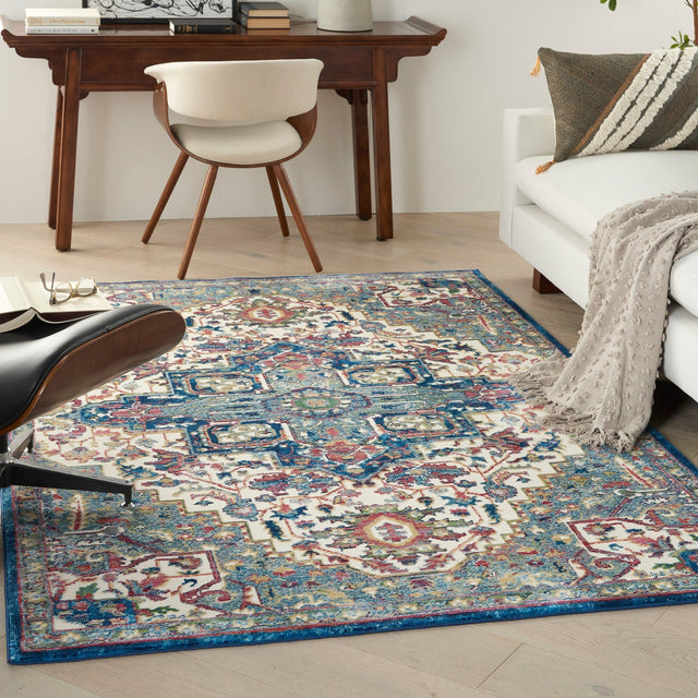 Nourison Ankara Global Anr15 Ivory Navy Rugs - Nourison - 99446855602