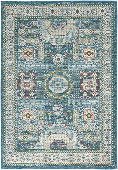 Nourison Ankara Global Anr17 Ivory Light Blue Rugs - Nourison - 99446855855