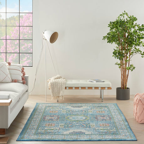 Nourison Ankara Global Anr17 Ivory Light Blue Rugs - Nourison - 99446855855