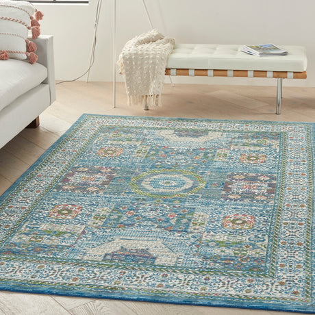 Nourison Ankara Global Anr17 Ivory Light Blue Rugs - Nourison - 99446855855