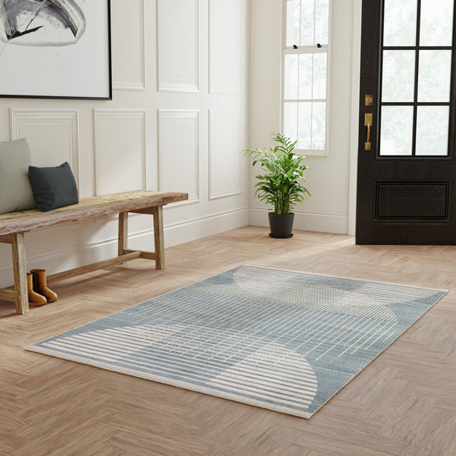 Nourison Astra Machine Washable ASW03 Machine Made Blue Rug