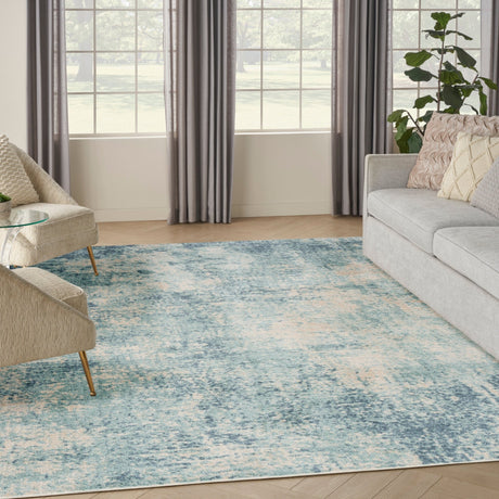 Nourison Astra Machine Washable Asw07 Blue Ivory Rug - Nourison - 99446944146