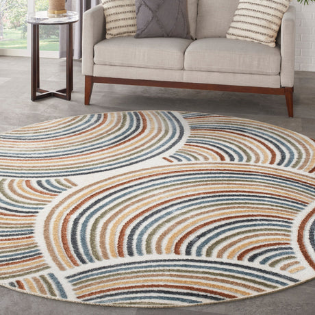 Nourison Astra Machine Washable Asw08 Ivory Multicolor Rug - Nourison - 99446973634