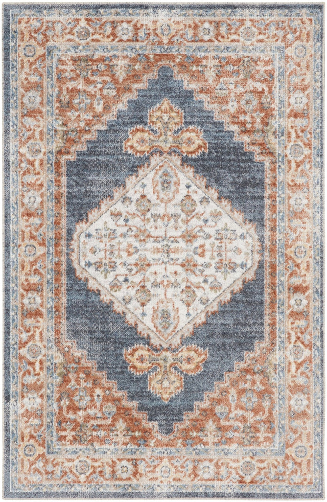 Nourison Astra Machine Washable Asw11 Denim Multi Rug - Nourison - 99446124517