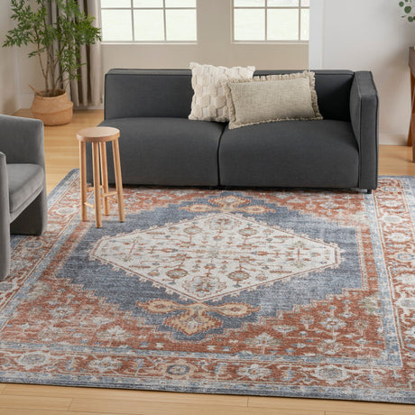 Nourison Astra Machine Washable Asw11 Denim Multi Rug - Nourison - 99446124555