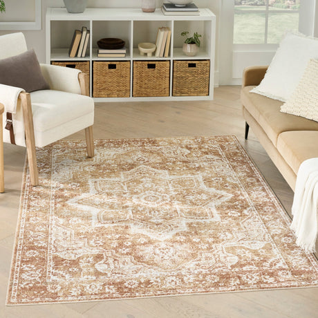 Nourison Astra Machine Washable ASW12 Machine Made Rust Rug