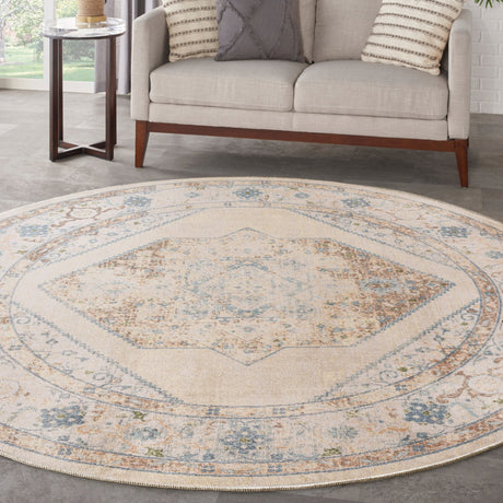 Nourison Astra Machine Washable Asw13 Ivory Blue Rug - Nourison - 99446964465