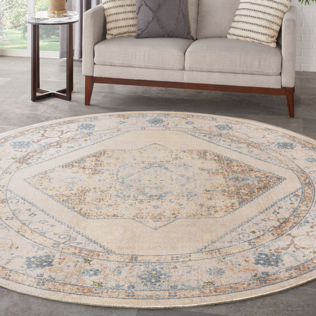 Nourison Astra Machine Washable Asw13 Ivory Blue Rug - Nourison - 99446964465