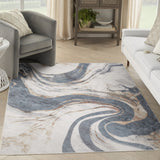 Nourison Astra Machine Washable Asw15 Ivory Blue Rug - Nourison - 99446977823