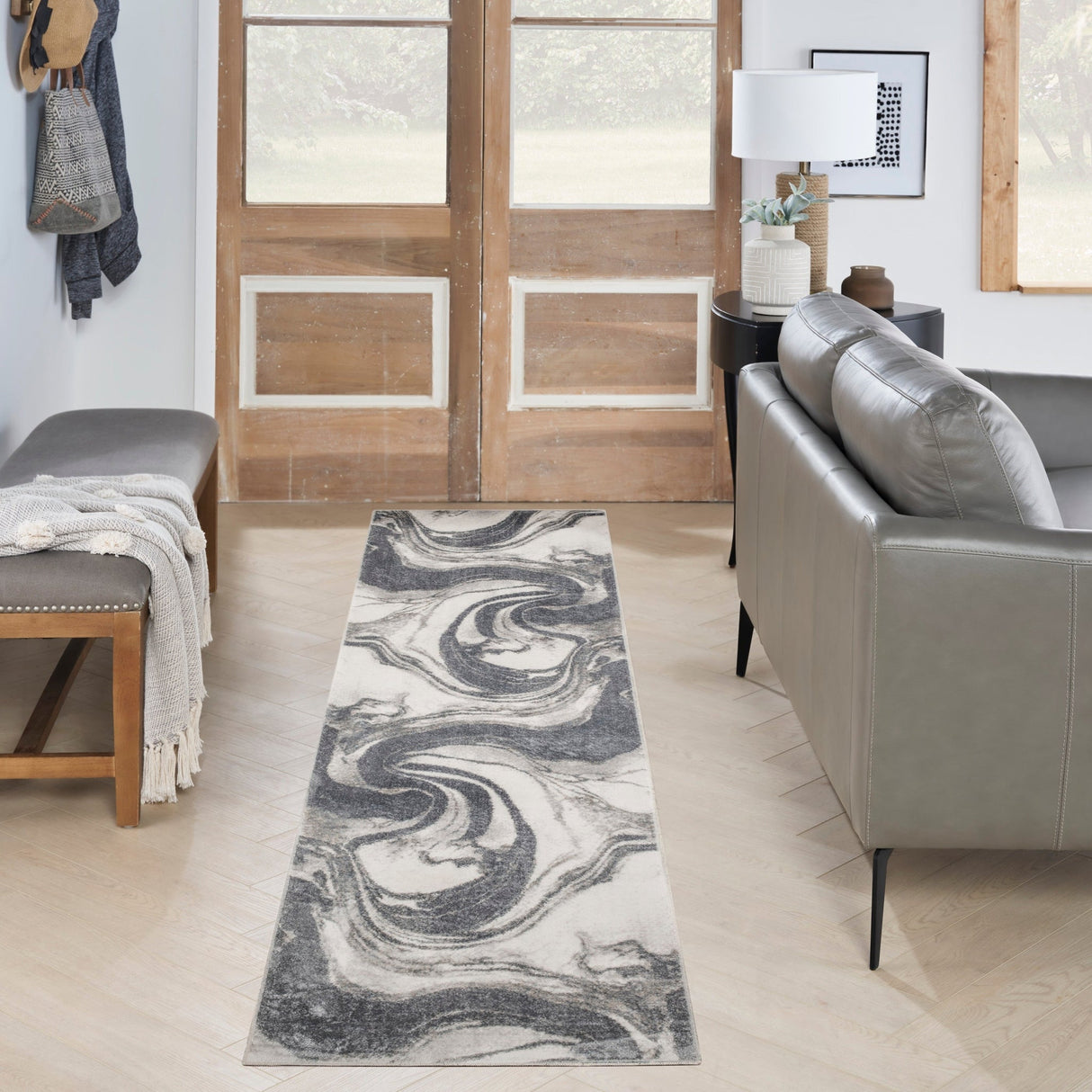 Nourison Astra Machine Washable Asw15 Ivory Grey Rug - Nourison - 99446977885