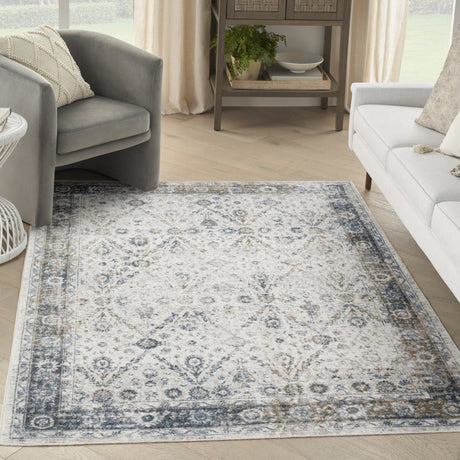 Nourison Astra Machine Washable Asw16 Ivory Blue Rug - Nourison - 99446978134