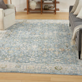 Nourison Astra Machine Washable Asw16 Teal Beige Rug - Nourison - 99446978196