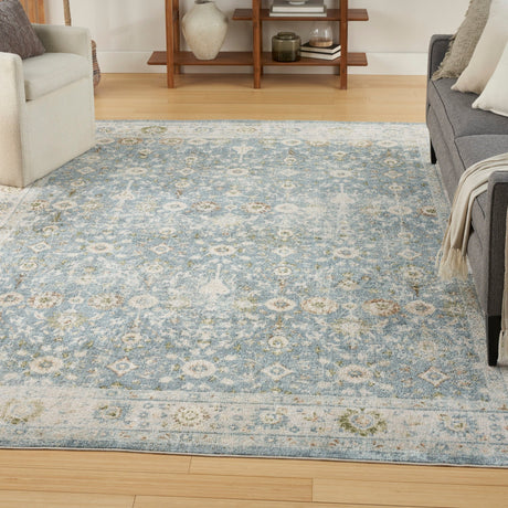 Nourison Astra Machine Washable Asw16 Teal Beige Rug - Nourison - 99446978196