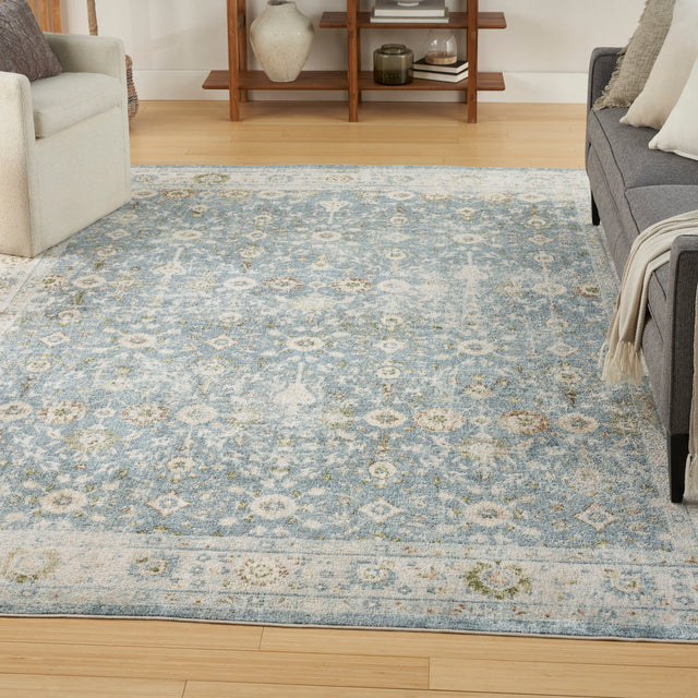 Nourison Astra Machine Washable Asw16 Teal Beige Rug - Nourison - 99446978196