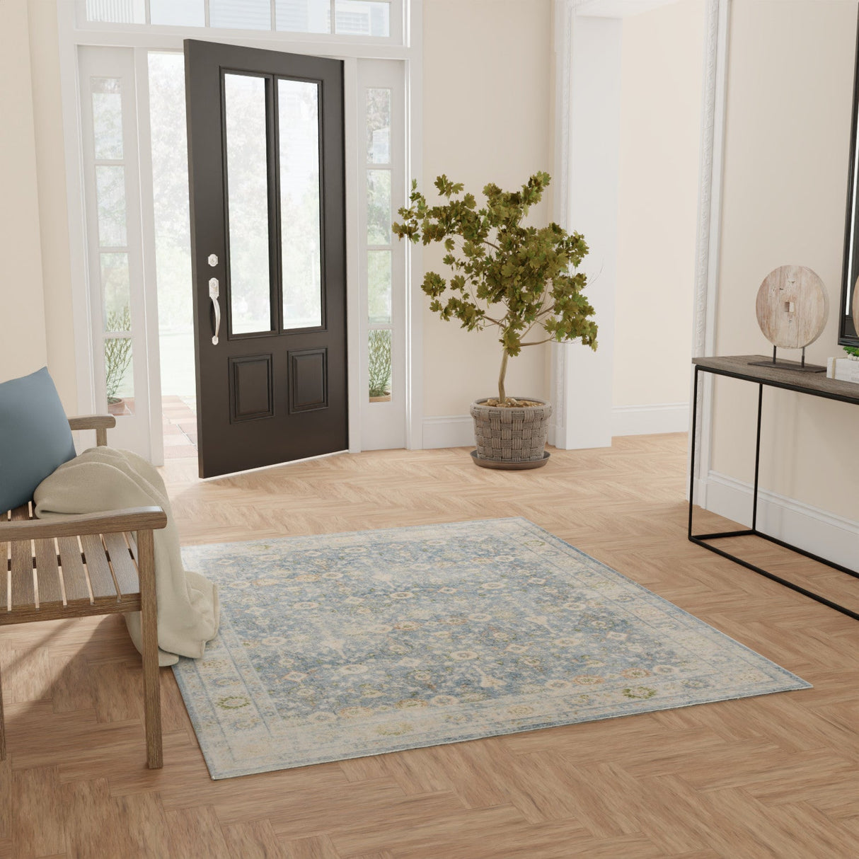 Nourison Astra Machine Washable Asw16 Teal Beige Rug - Nourison - 99446978196