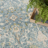 Nourison Astra Machine Washable Asw16 Teal Beige Rug - Nourison - 99446978196