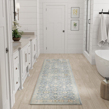 Nourison Astra Machine Washable Asw16 Teal Beige Rug - Nourison - 99446978196