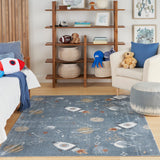Nourison Astra Machine Washable ASW18 Machine Made Blue, Multicolor Rug
